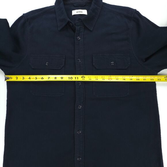 NEW Buck Mason Vintage Brushed Flannel Shirt Jacket Navy Minimal Quiet Luxury - Picture 4 of 9